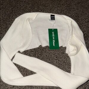 SHEIN Cream Ribbed Knit Top